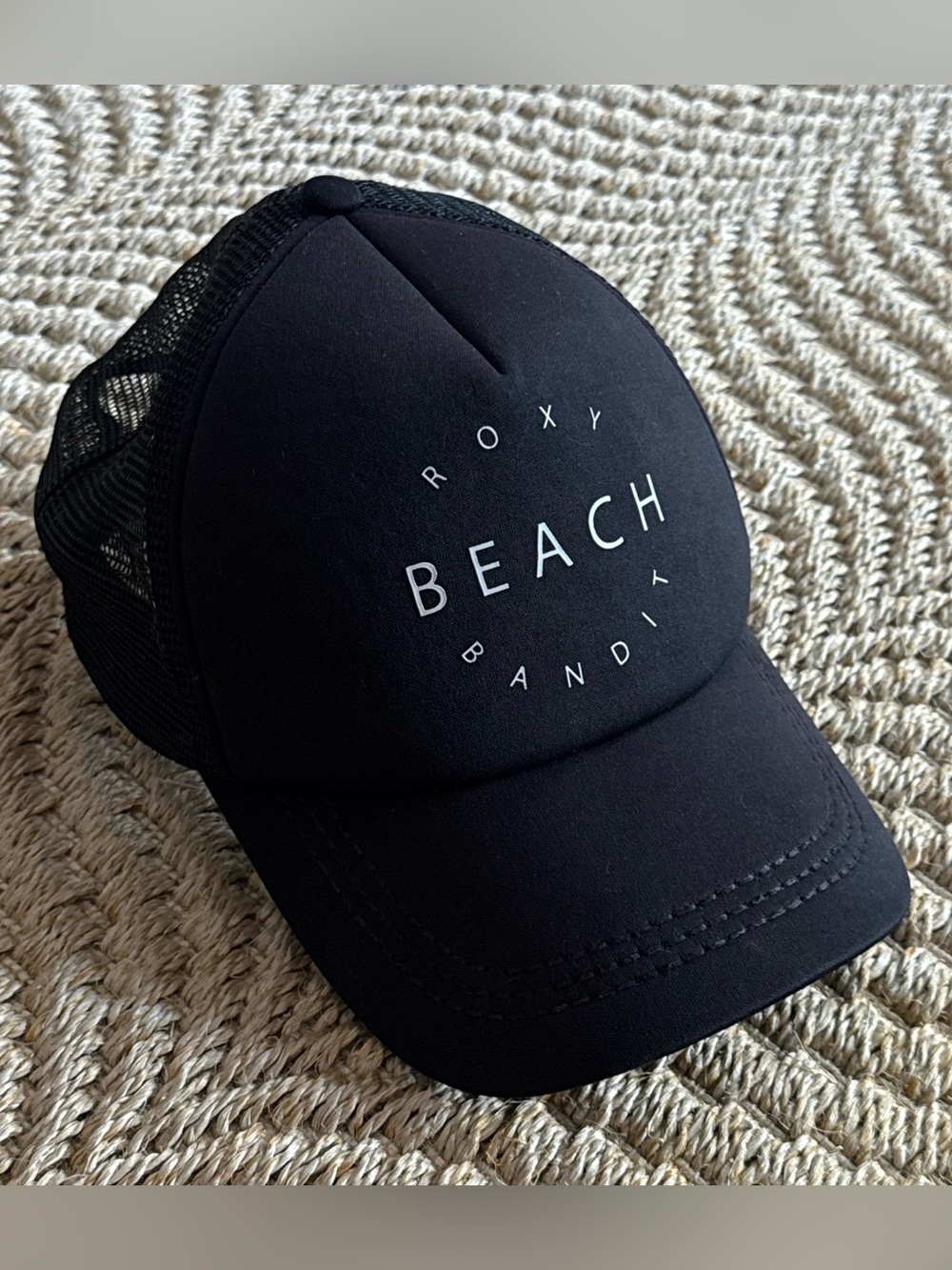 Roxy Black 'Beach Bandit' Mesh Trucker Cap Adjustable Strap Hat